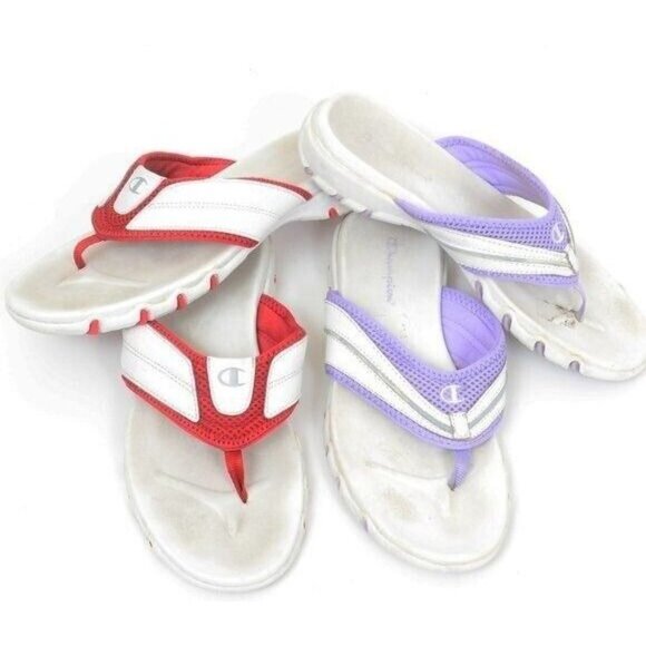 2 Pairs! Champion Thong Slip On Flip Flop Mesh Beach Sandals Women's 9 - Picture 1 of 6